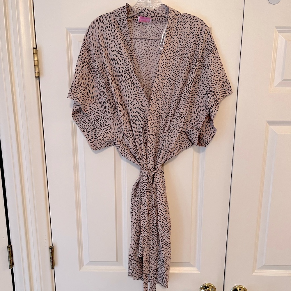 BRAND NEW | Pink Lily Kimono Style Leopard Print Belted Shirt Dress, Size M